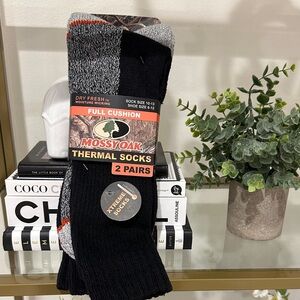 Mossy Oak Black and Gray Thermal Socks - 2 Pack